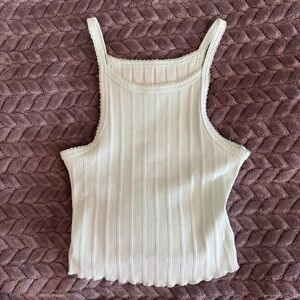 Green Ribbed Tank Top